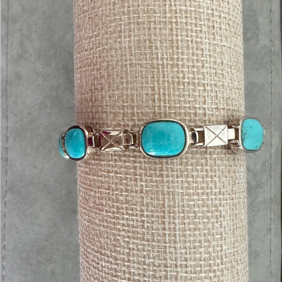 Sterling Silver Turquoise & Pink Thulite Reversible Bracelet by Jay King - Picture 1 of 15